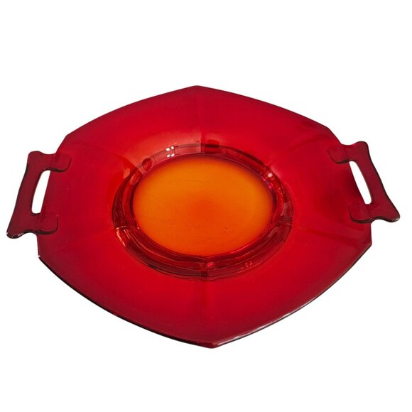 Imperial Glass-Ohio Molly Serving Plate 8.25" ruby Art Deco made in USA ambrina - Picture 1 of 5